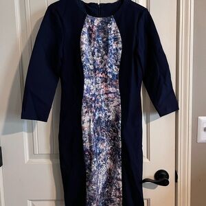 ANTONIO MELANI Blue Sheath Dress with Raglan Sleeves
